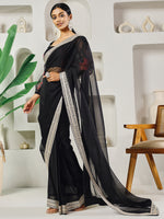 Thumbnail for Fab Fashion Black Organza Ready to Wear Saree with Blouse - Distacart