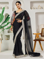 Thumbnail for Fab Fashion Black Organza Ready to Wear Saree with Blouse - Distacart