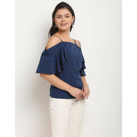 Thumbnail for Aastha Fashion Women's Navy Blue Polyester Solid Casual Top - Distacart
