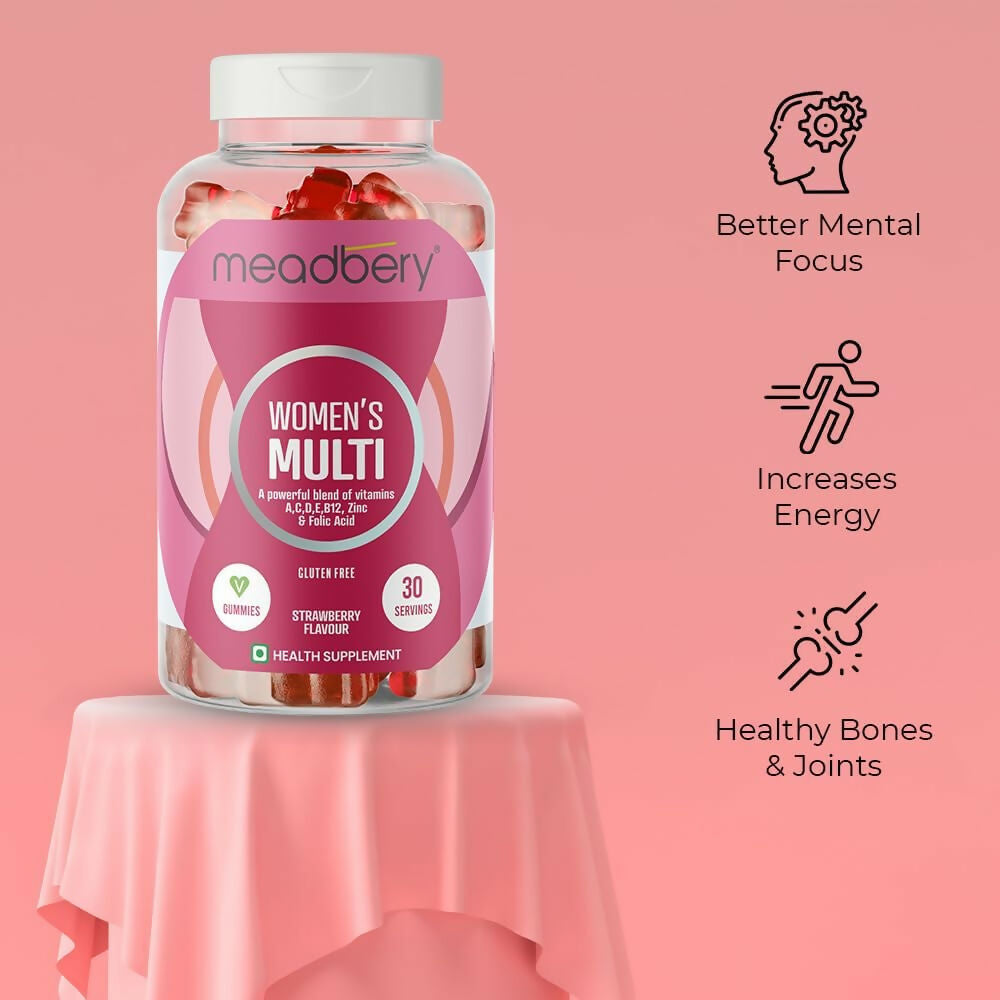Meadbery Women's Multivitamin Gummies - Strawberry Flavour - Distacart