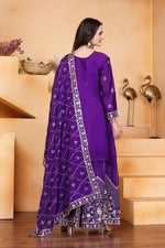 Thumbnail for Prazu Fashion Violet Chinon Silk Sequin Embroidered Sharara Suit