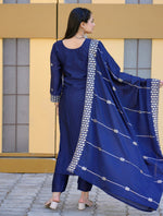 Thumbnail for Teeya Creation Blue Color Chinnon Silk Heavy Embroidery Work Fully Stitched Salwar Suit - Distacart