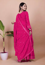 Thumbnail for Prazu Fashion Pink Chinon Silk Sequence Embroidered Sharara Suit