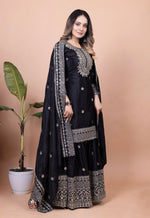 Thumbnail for Teeya Creation Black Color Chinnon Silk Embroidery Work Fully Stitched Salwar Suit - Distacart