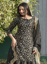 Thumbnail for Teeya Creation Black Color Chinnon Silk Embroidery Work Fully Stitched Salwar Suit - Distacart