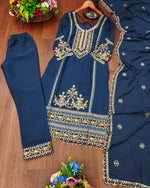 Thumbnail for Prazu Fashion Blue Georgette Sequence Embroidered Salwar Suit