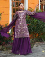 Thumbnail for Prazu Fashion Purple Tapeta Silk With Fusing Embroidered Mirror Work Sharara Suit