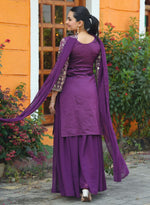 Thumbnail for Prazu Fashion Purple Tapeta Silk With Fusing Embroidered Mirror Work Sharara Suit