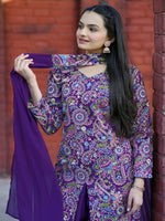 Thumbnail for Prazu Fashion Violet Tapeta Silk With Fusing Embroidered Sharara Suit