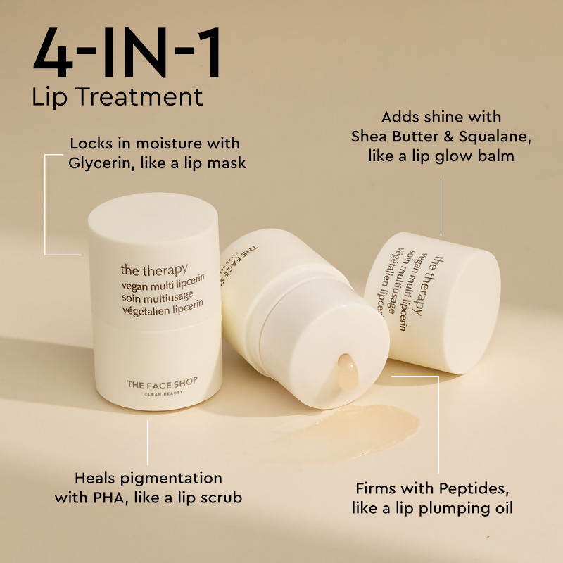 The Face Shop The Therapy Lipcerin, 12HR Moisture Lip Mask, Balm & Scrub - Distacart