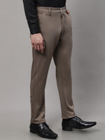 Thumbnail for Jainish Men's Dark-Beige Tapered Fit Formal Trousers - Distacart