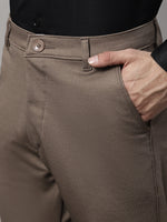Thumbnail for Jainish Men's Dark-Beige Tapered Fit Formal Trousers - Distacart