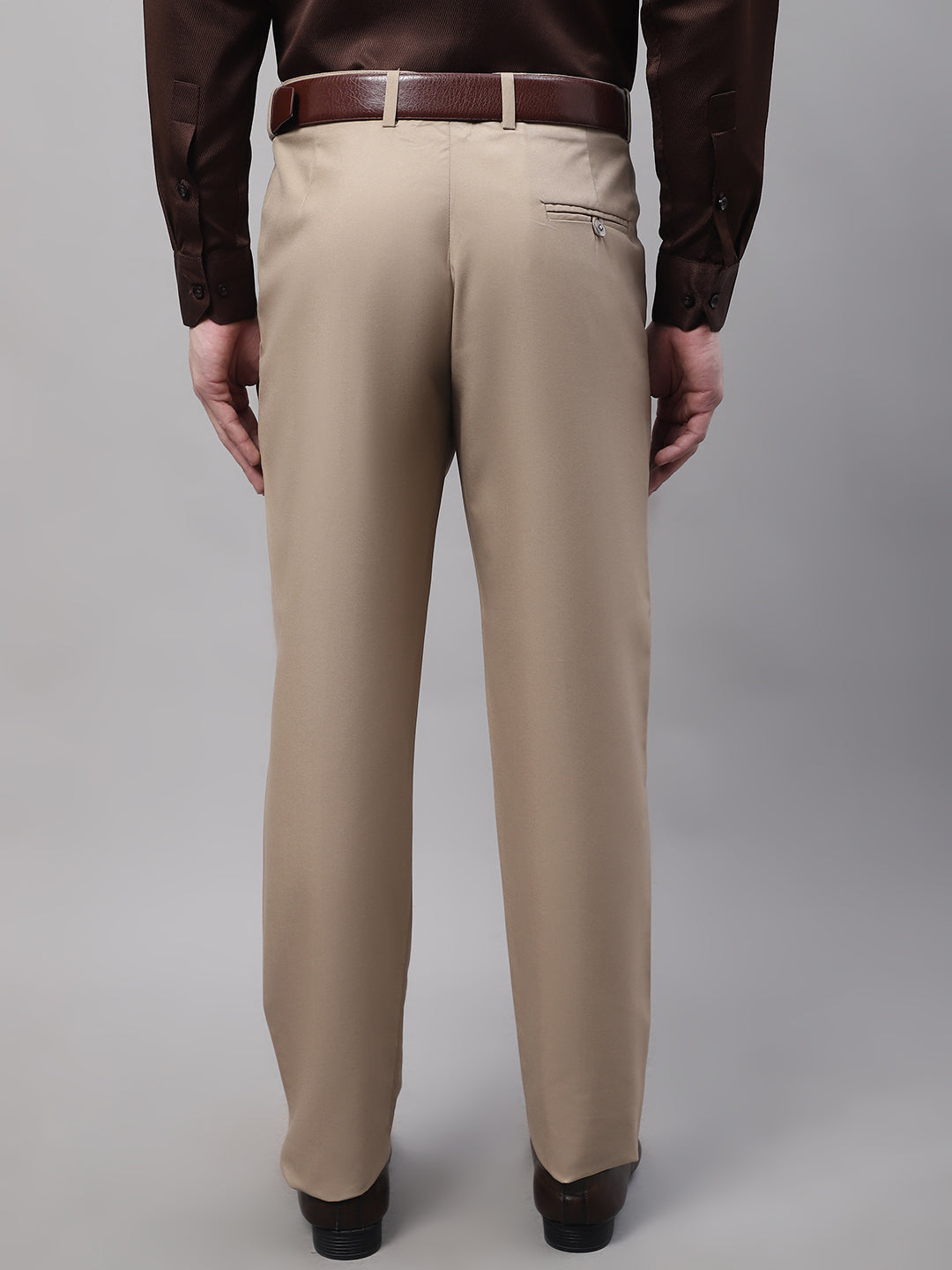 Jainish Men's Beige Tapered Fit Formal Trousers - Distacart