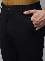 Thumbnail for Jainish Men's Black Tapered Fit Formal Trousers - Distacart