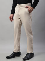 Thumbnail for Jainish Men's Cream Tapered Fit Formal Trousers - Distacart