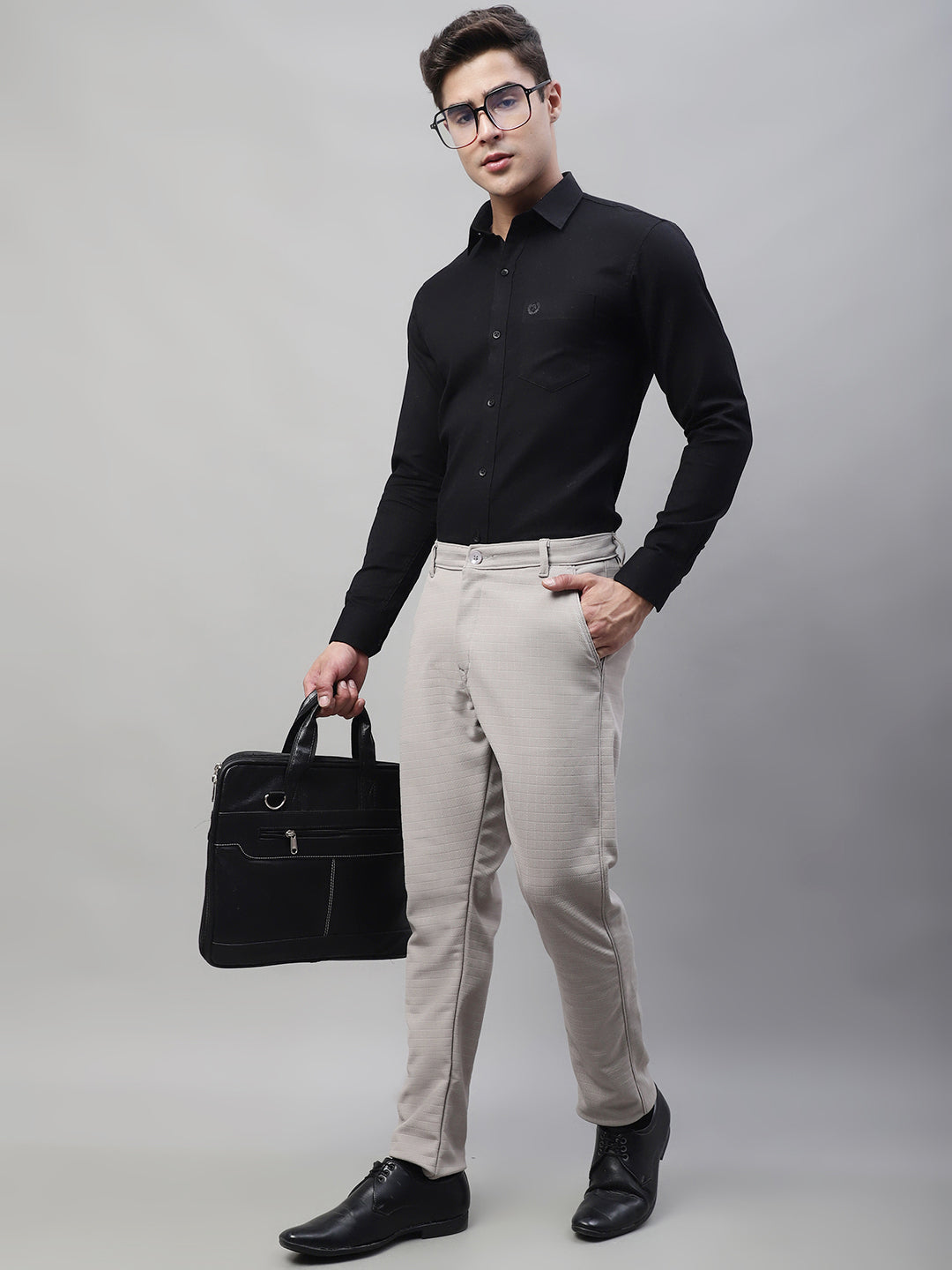 Jainish Men's Light Grey Tapered Fit Formal Trousers - Distacart