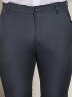 Thumbnail for Indian Needle Men's Tapered Fit Solid Trousers - Charcoal - Distacart