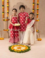 Thumbnail for Lil Drama Festive Girls Stylish Off White Lehenga with Red Choli and Dupatta Set - Distacart