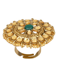 Thumbnail for 18k Gold Plated Traditional Work Moti Finger Ring Glided For Women/Girls - Wahe Jewels