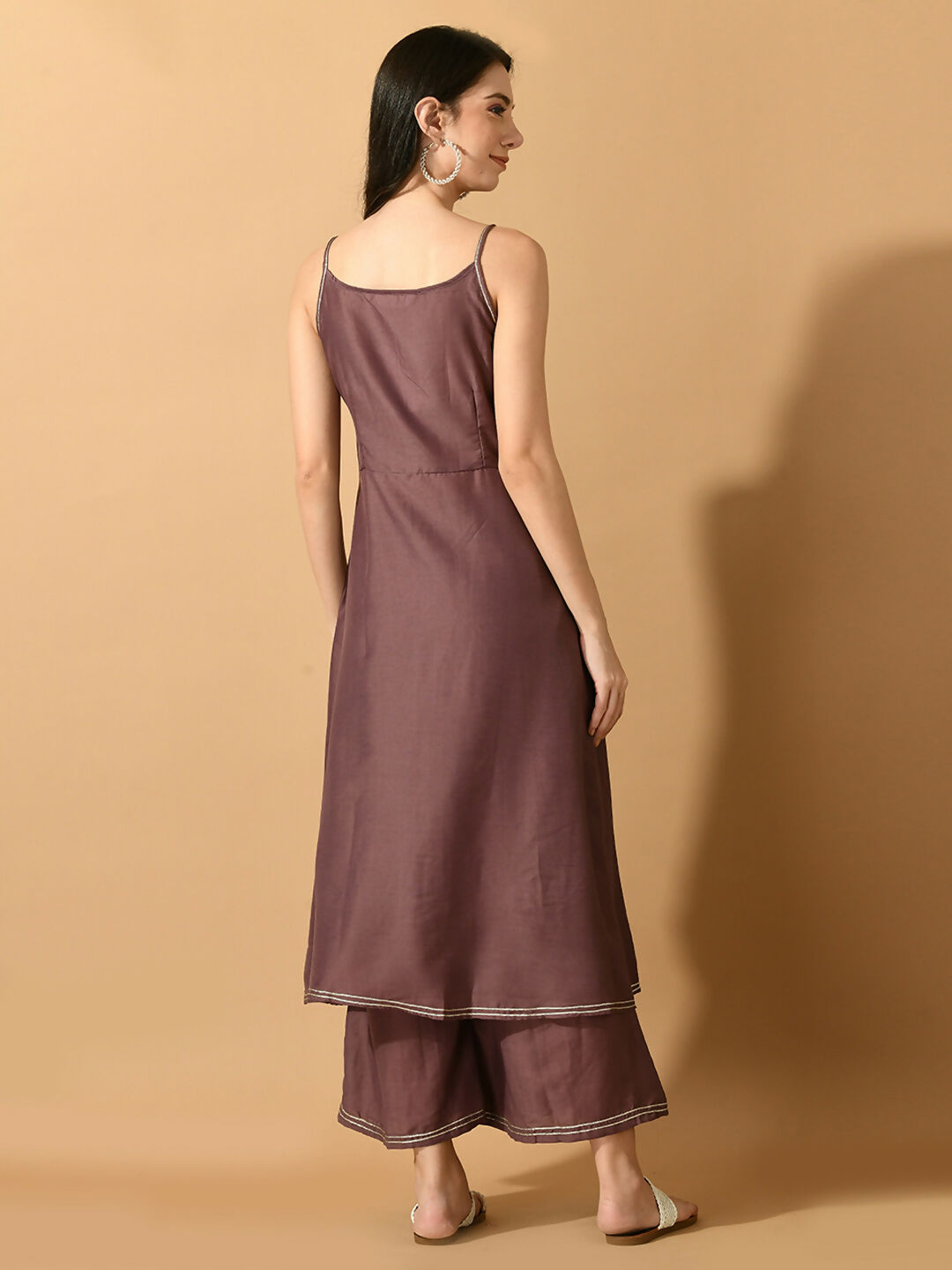 Myshka Women's Mauve Solid Party Kurta Sets - Distacart