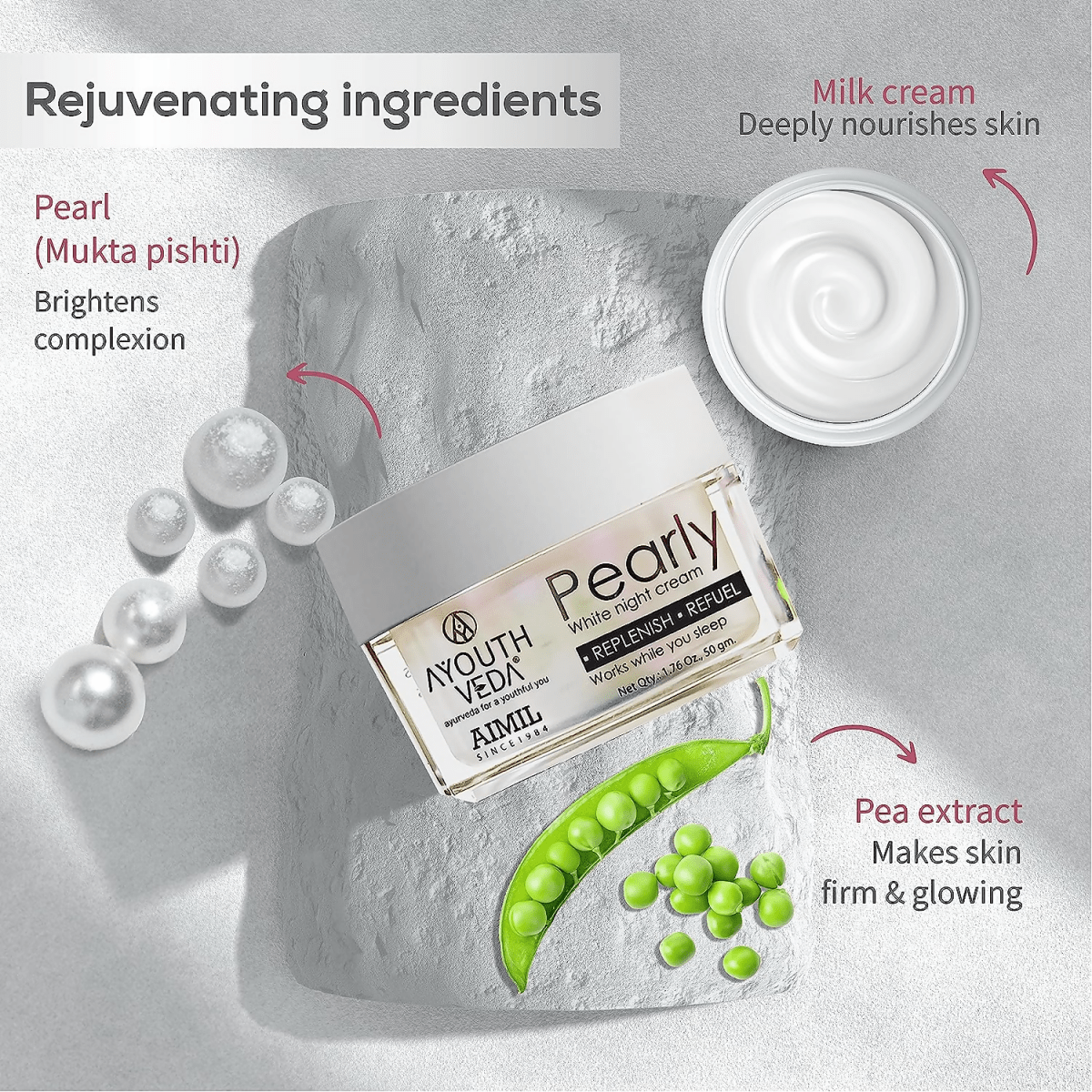 Ayouthveda Pearly White Night Cream - Distacart