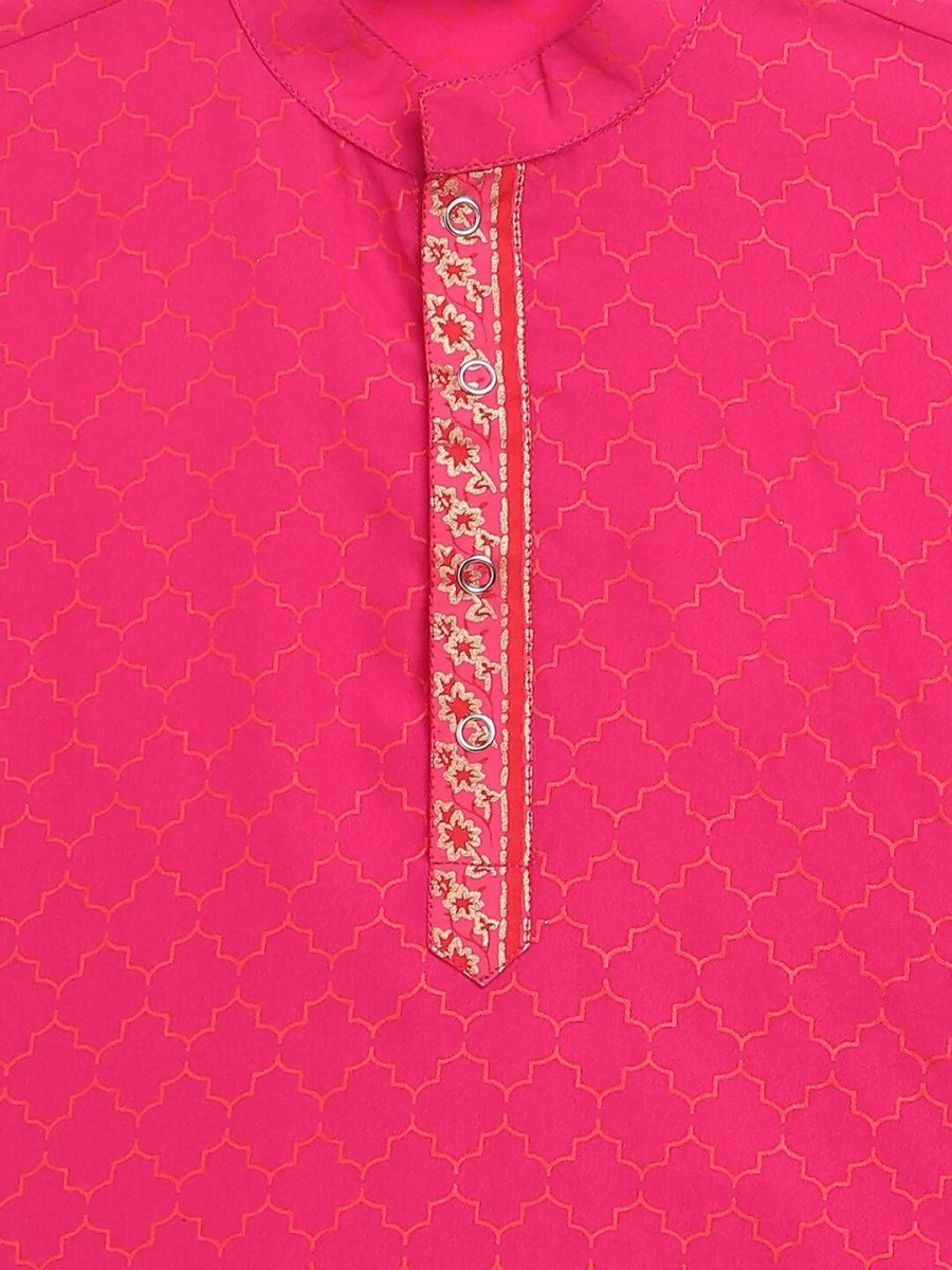 Ahalyaa Pink Crepe Orange Khari Print Kids Kurta Churidar Set For Boys - Distacart