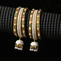 Thumbnail for Afast Designer Fancy Party Bangle/ Kada Set, Gold, Metal, Pack Of 6 - Distacart