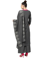 Thumbnail for Ahalyaa Grey Crepe Printed Kurta Palazzo Set With Dupatta - Distacart