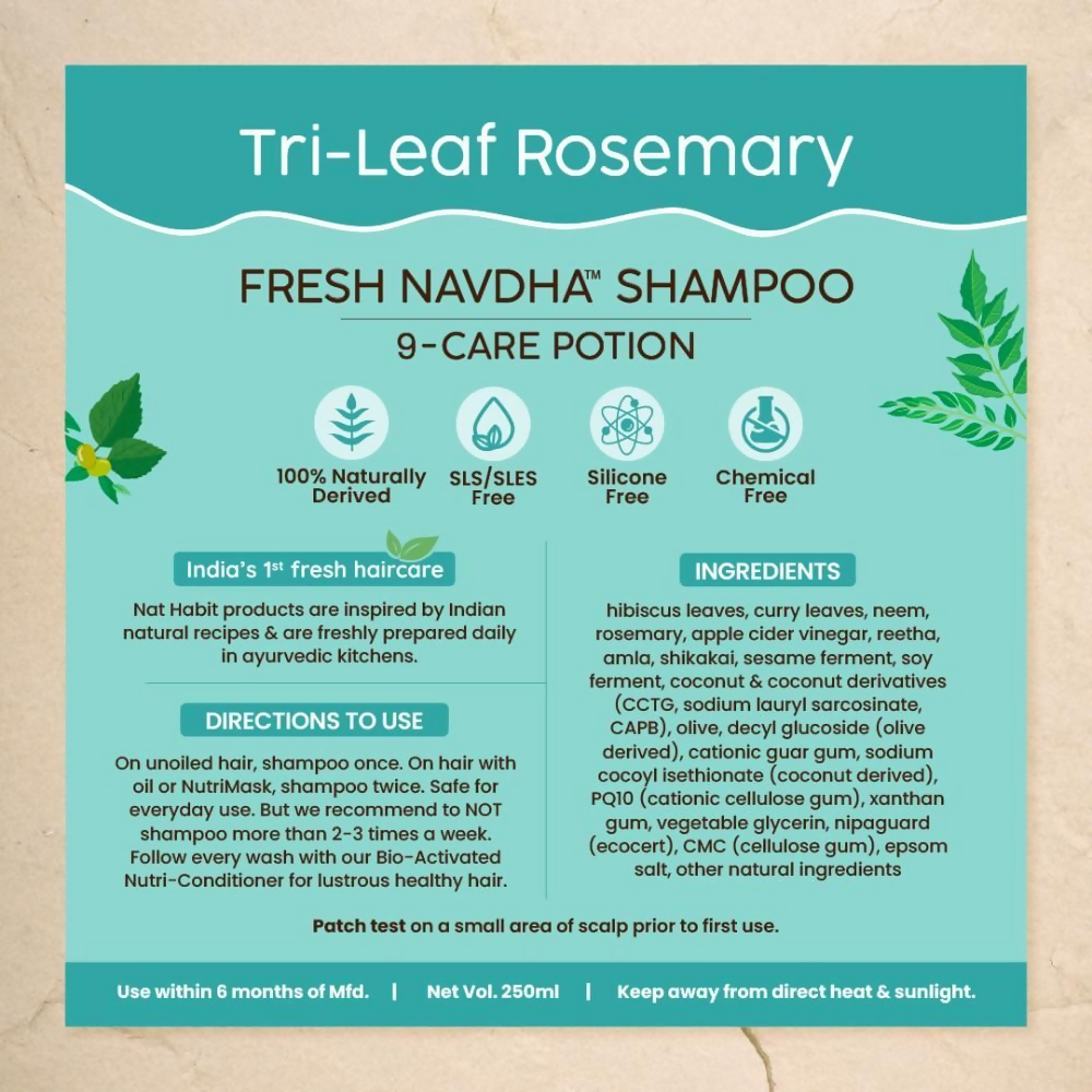 Nat Habit Tri-Leaf Rosemary Navdha Shampoo - Distacart