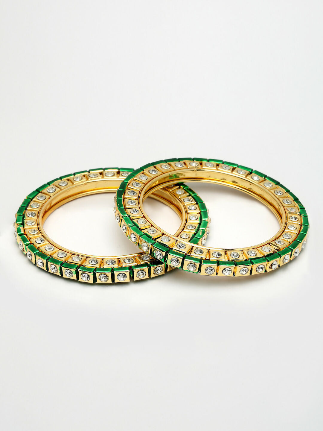 NVR Women's Set Of 2 Gold-Polished Kundan-Studded Bangles - Distacart