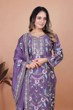 Thumbnail for Lehenga Mart Chinon Top Pant Dupatta for Girls or Women - Blue