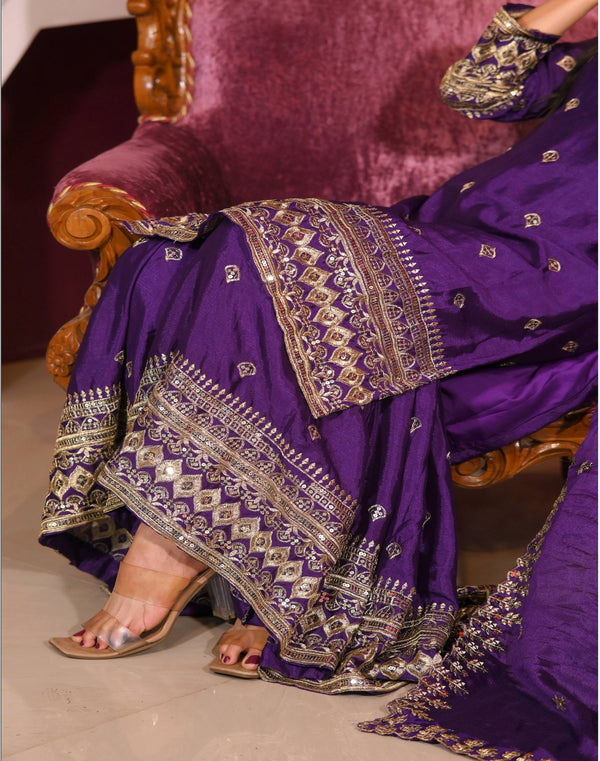 Lehenga Mart Designer Chinon Suit With Sequence Embroidered Work - Blue - Distacart