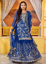 Thumbnail for Lehenga Mart Designer Faux Georgette Lehenga Suit With Sequence Embroidered Work - Blue - Distacart
