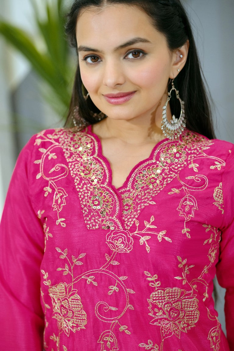 Lehenga Mart Designer Chinon Suit With Sequence Embroidered Work - Pink - Distacart