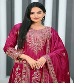 Thumbnail for Lehenga Mart Designer Chinon Suit With Coding Sequence Embroidered Work - Pink - Distacart