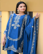 Thumbnail for Lehenga Mart Designer Chinon Suit With Sequence Embroidered Work - Blue - Distacart