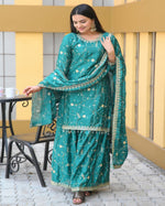 Thumbnail for Lehenga Mart Designer Chinon Suit With Sequence Embroidered Work - Green - Distacart