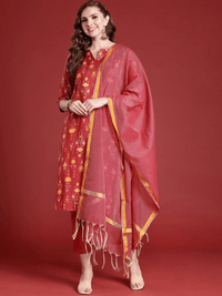 Thumbnail for Anouk Ethnic Motifs Printed Regular Kurta with Trousers & Dupatta - Distacart