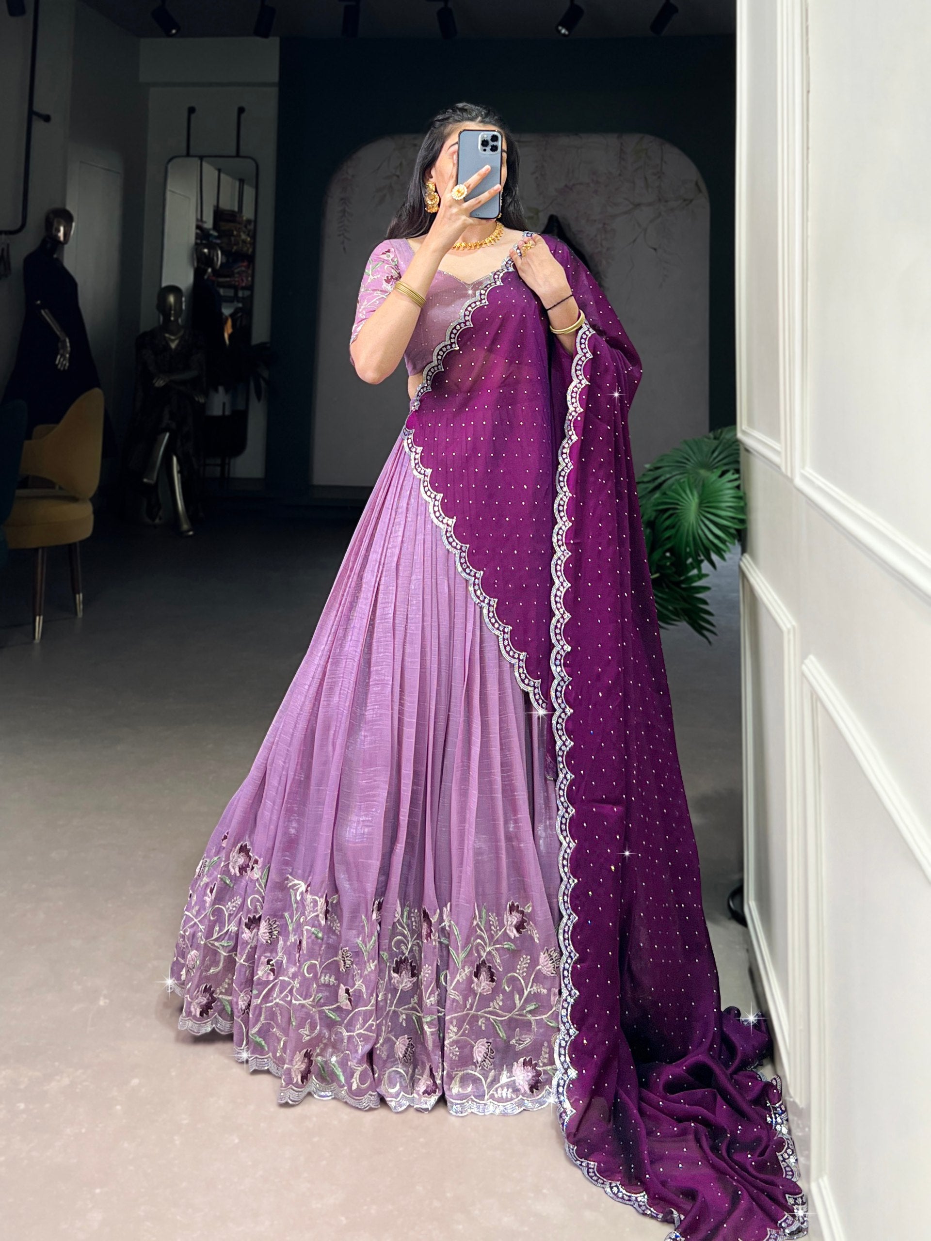 Lehenga Mart Designer Wedding Lehenga Choli For Women - Lavender - Distacart