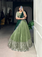 Thumbnail for Lehenga Mart Designer Wedding Lehenga Choli For Women - Parrot Green - Distacart