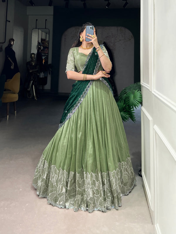 Lehenga Mart Designer Wedding Lehenga Choli For Women - Parrot Green - Distacart