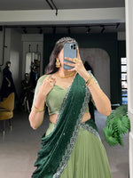 Thumbnail for Lehenga Mart Designer Wedding Lehenga Choli For Women - Parrot Green - Distacart