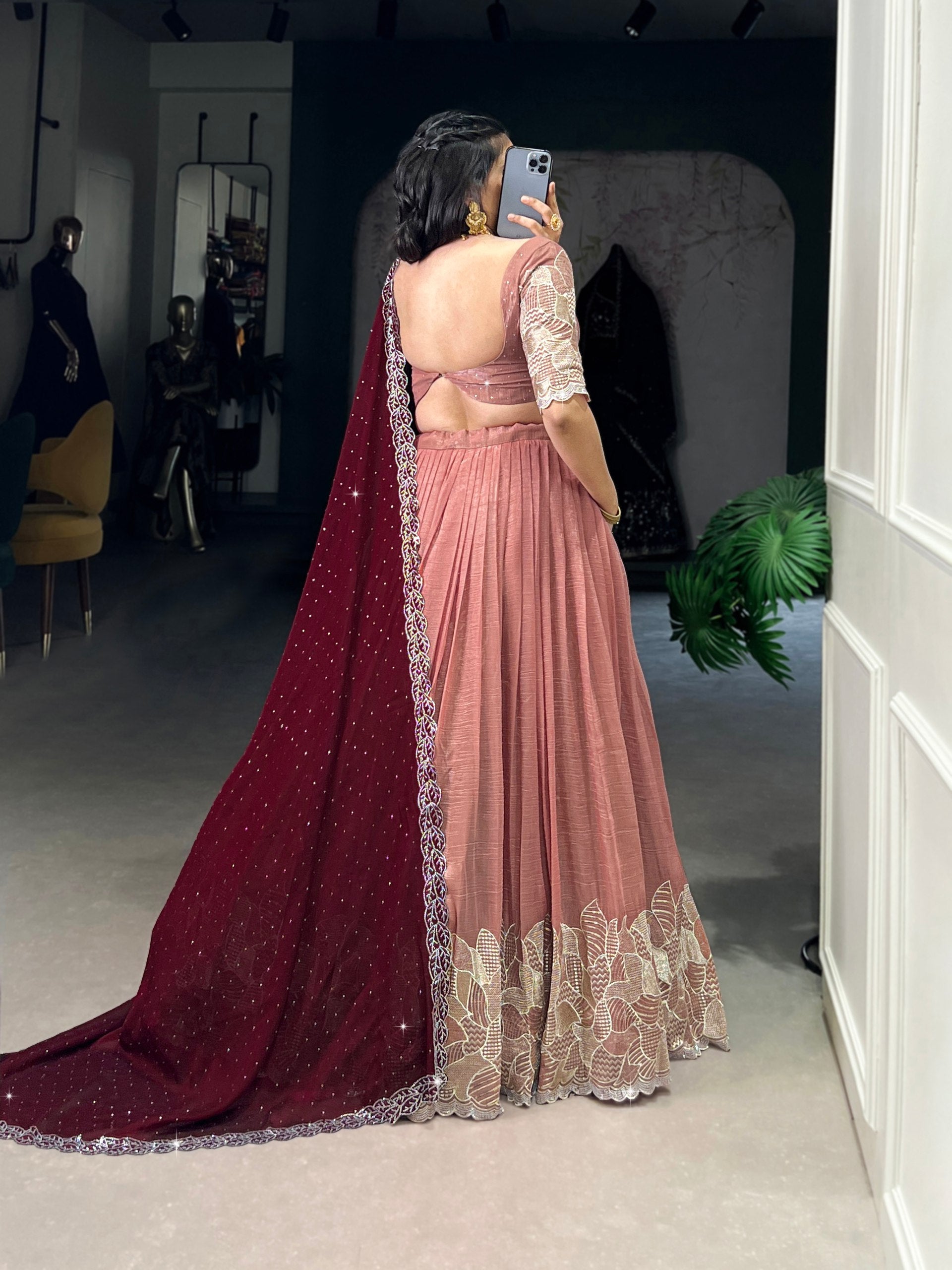 Lehenga Mart Designer Wedding Lehenga Choli For Women - Peach - Distacart