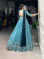 Thumbnail for Lehenga Mart Designer Wedding Lehenga Choli For Women - Sky Blue - Distacart