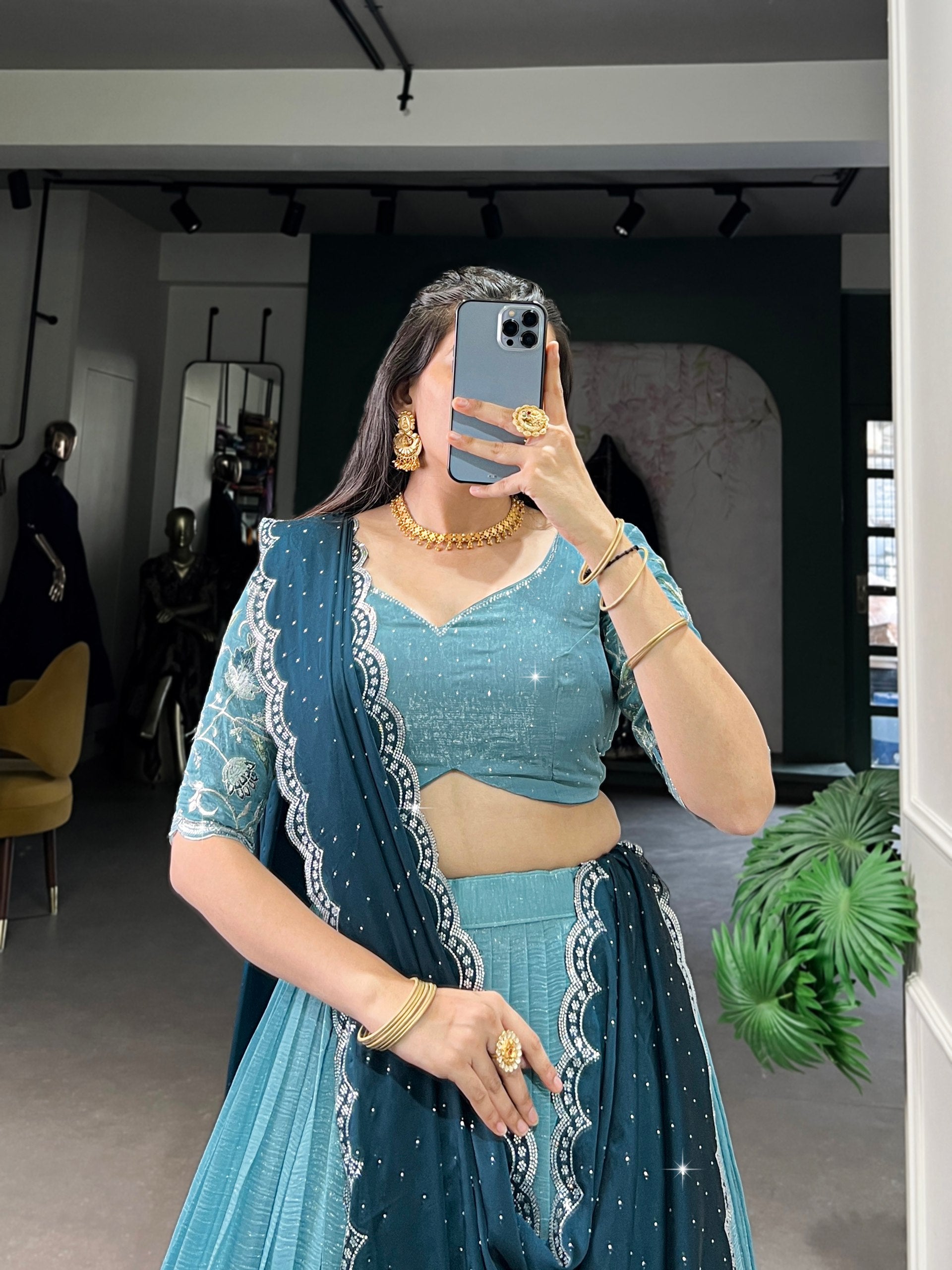 Lehenga Mart Designer Wedding Lehenga Choli For Women - Sky Blue - Distacart