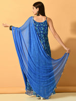 Thumbnail for Myshka Women's Blue Festive Flared Anarkali Kurta With Dupatta sets - Distacart
