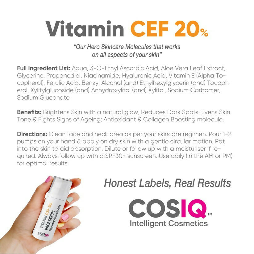 Cos-IQ Vitamin CEF-20% Face Serum - Distacart