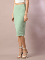 Thumbnail for Myshka Women's Sea Green Solid Knee Length Party Embellished Skirts - Distacart