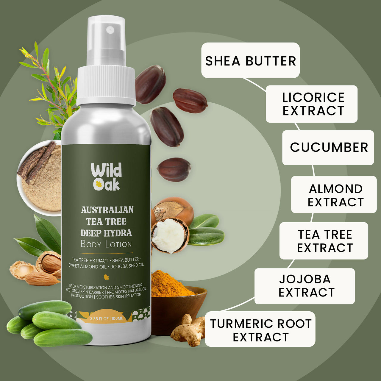 Wild Oak Shea Butter & Australian Tea Tree Body Lotion - Distacart