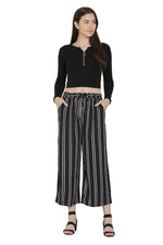 Thumbnail for Asmaani Black Color Rayon Fabric Stripped Palazzo